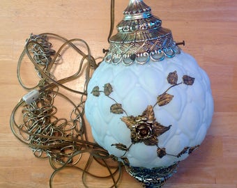 Vintage white hanging swag lamp
