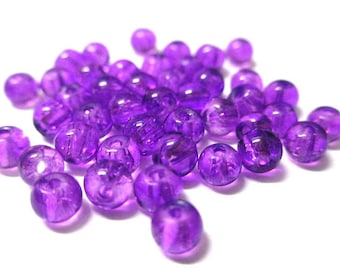 20 purple Crackle Glass 4mm (N-7) beads