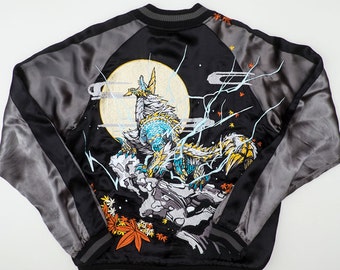 SUPER RARE japonais Monster Hunter DMM Anime automne feuilles au clair de lune Collaboration broderie brodé Souvenir Sukajan veste Sk1891