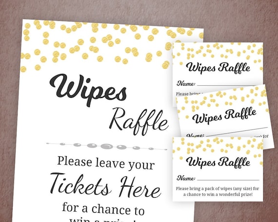 baby wipes raffle card tickets diaper raffle sign