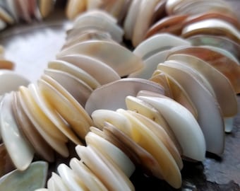 Shell Beads, Mother-of-Pearl Shell (natural) Beads, 14 x 8 mm - 24 x 10 mm Marquise, Mohs Hardness 3-1/2, 15" - 16" strand, Jewelry Supplies