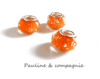 3 orange lampwork glass beads