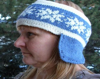 Blue and white jacquard headband