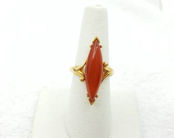 Avon Earthstone Carnelian Gold Tone Ring 1975
