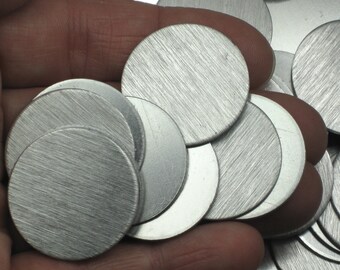 1" Aluminum Stamping Blanks (10), No Holes, Reversible, 18 Gauge 1mm Brushed Aluminum Discs (Tags) 1 inch, Lightweight and Gray