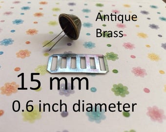 15mm / 0.6 inch Diameter Rust Proof Bucket Shaped Purse Feet with Washers (Nickel, Antique Brass) - 4, 16, 40 sets