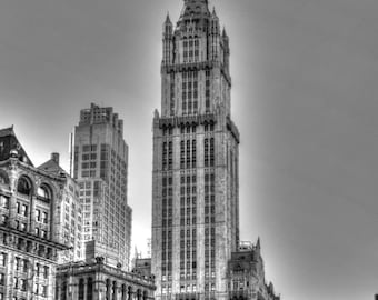 Woolworth building print, black and white, Manhattan photos, NYC photography, NYC photos, NYC wall art, fine art print, nyc skyscraper print