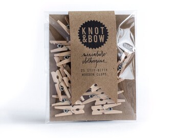 25 Miniature Wooden Clothespins