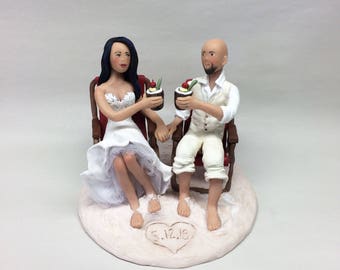 Custom Wedding Cake Topper Beach Themed from your Ideas and Photos