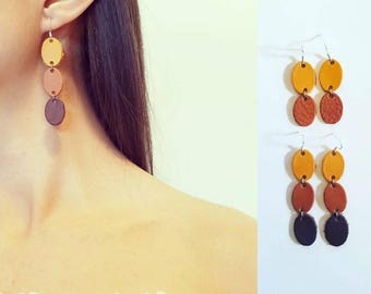 Leather sterling silver earrings