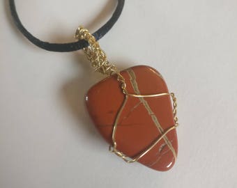 Wire-Wrapped Red Jasper Necklace