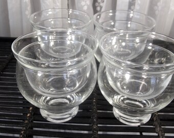 Vintage 70's clear glass shrimp/caviar and sherbet glasses with icers set of 4