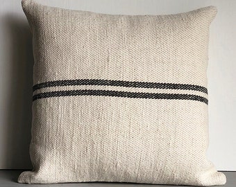 Vintage Handwoven European Grain Sack Pillow Cover/GEORGIA 18 x 18