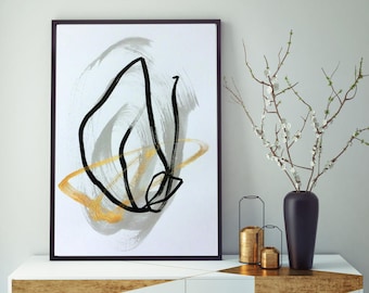 Black and White Art Black and White Painting Original Abstract Painting Minimalist Art Gold Painting Gold Art Black Abstract Art Modern Art