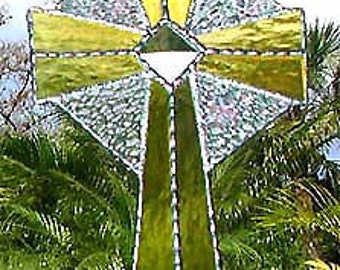 Stained Glass Suncatcher, Gold Cross, Glass Sun Catcher, Cross Suncatcher, , Stained Glass Art, Sun Catchers, Christian Gifts, 9515-P-GL