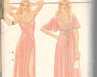 Butterick 4669 1980s Misses Asymmetrical Nightgown Robe Pattern Peignoir Womens Vintage Sewing Pattern Size Small 8 - 10 Bust 31 32