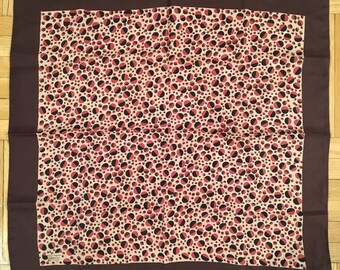 Vintage Liberty London Brown Pink Dot Silk Scarf