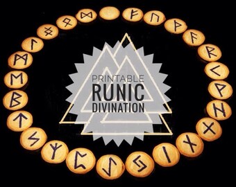 Rune casting. Divination cards. Runic circle, casting and reading. Viking runes. Elder Futhark. Digital file. Divination runes reading