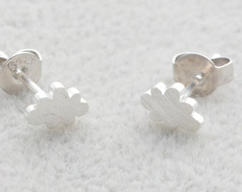 Sterling Silver Tiny Little Cloud Stud Earrings in Sterling Silver with textured finish e10