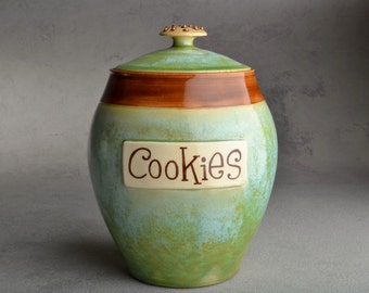 Cookie Jar Made To Order Patina & Brown Cookie Jar by Symmetrical Pottery