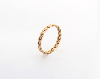 Dainty Wedding Band, delicate Jewelry trending now, trending jewelry, most sold item, Yellow Gold Braided ring, best selling jewelry ring