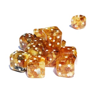 Baltic Amber Dice with rounded corners, amber present, unique and impressive gift, game accessory, make a dice set, for Dice & Tile Games