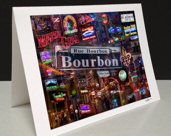 Down on Bourbon Street 5 x 7 Greeting Card - New Orleans, LA