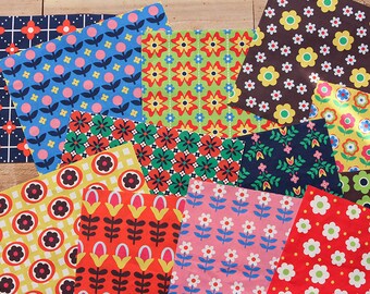 Scandinavian Style Nordic Vivid Big 12 Flower Patch Pattern Panel Fabric