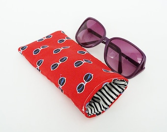 Glasses case, sunglasses fabric, red cotton aviator sunglasses design, cotton case
