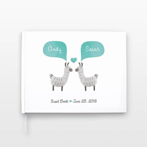 LLAMA Wedding Guestbook, Unique Wedding Guest Book Wedding Gift, Alpaca Personalized Journal, Couple Notebook, Animal Wedding, Hardcover