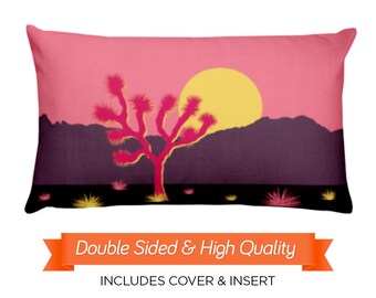 Joshua Tree Throw Pillow, Joshua Tree Art, Joshua Tree Print, Nature Print, National Park Print, Moon Throw Pillow, Moonlight Pillow, 20x12