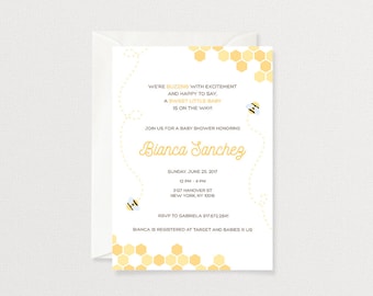Bee Baby Shower Invitation | Gender Neutral Baby Shower Invitation | Customized Printable Invitation