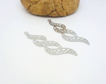 2 pendants prints spiral twisted filigree 10 * 35 mm rhodium (XEF12)