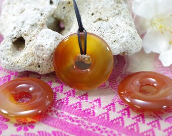 Natural carnelian stone donut pendant