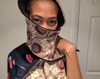 Fleece-backed Ankara tasseled scarf