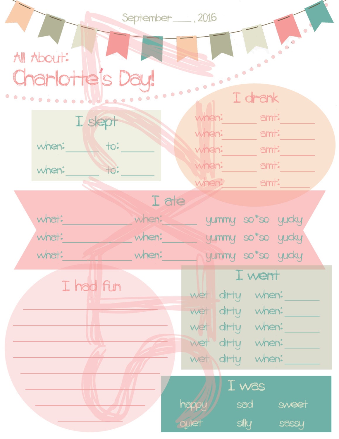 Printable Nanny Log Daily Infant Care Sheet Babysitter