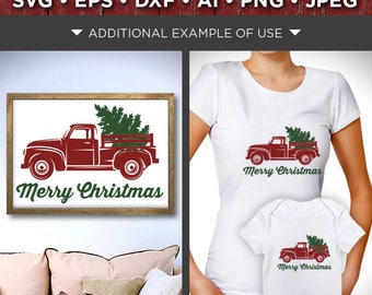 Merry Christmas Red Truck SVG Red Truck - Christmas Tree Truck Svg - Red Truck Christmas SVG - Merry Christmas Tree Svg - 077