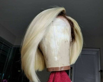 Blonde bob wig with dark roots