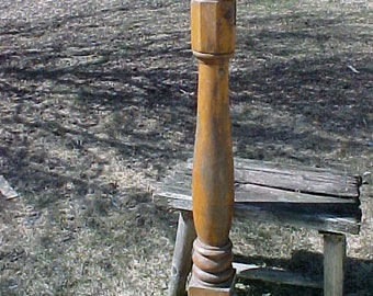 c1790-1830s Antique Solid Maple Newel Post, Architectural Salvage 18th Century Home House Restore Restoration, Wood Pegged