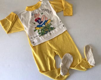 Vintage footed Popeyes pajamas size 3T