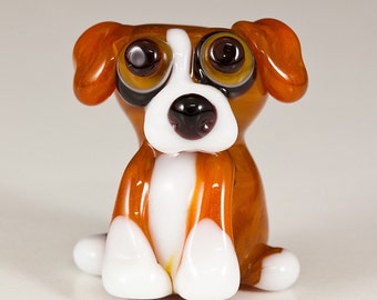 SALE - Tan Beage Mix Lampwork Dog Bead