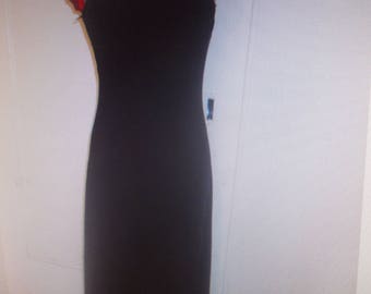 Black jersey and Red lace long evening dress, size 38-40-42