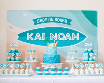 Surfing Themed Party Backdrop - .JPEG File via Email Delivery - You Print Your Own