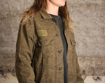 Rare Polish Military Bomber jacket button down vintage camouflage
