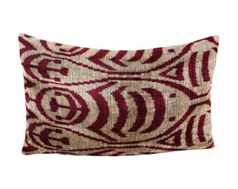 Silk Velvet Ikat Pillow Cover Lp456, Bohemian pillow, Velvet Ikat Pillow, Velvet Pillow, Velvet Pillow Cover, Ikat Pillows, Throw Pillows
