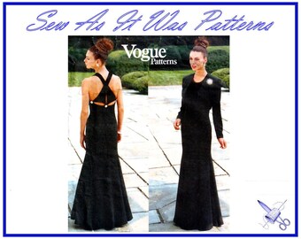 FF 1990s Vogue Designer Original 1884 Bellville Sassoon Evening Dress Crop Bolero Jacket Vintage Sewing Pattern Size 8 10 12 Bust 31 32 34"