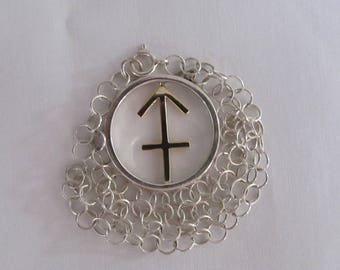 Sagittarius Zodiac Necklace Sterling Silver with 14K Yellow Gold