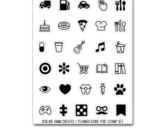 Ms. Kimm Creates PLANNER ICONS 3"X4 Photopolymer Clear Stamp Set - Journal, Planner
