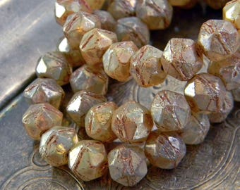 Antique Lace (20) -Czech Glass English Cut Rounds 8mm