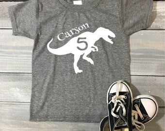 Dinosaur Kids Tee, Dinosaur Birthday Shirt With Age, Dinosaur Party, Kids Shirt, T Rex Shirt, Tyrannosaurus Shirt